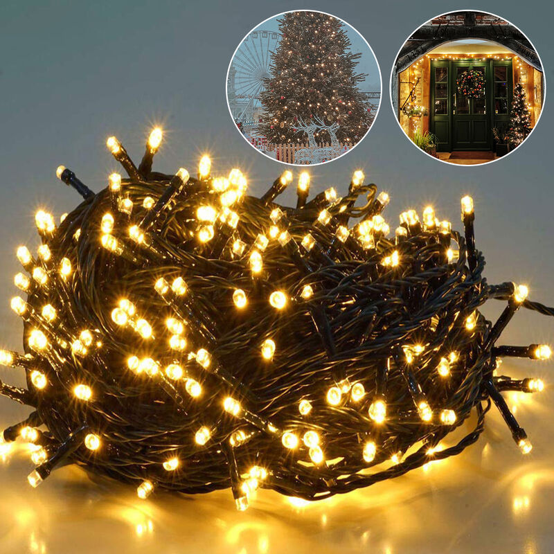 LED Lichterkette Outdoor Indoor Weihnachtsbeleuchtung Außen Warmweiß, Wasserdicht, 8 Beleuchtungsmodi und Memory-Funktion, 10m