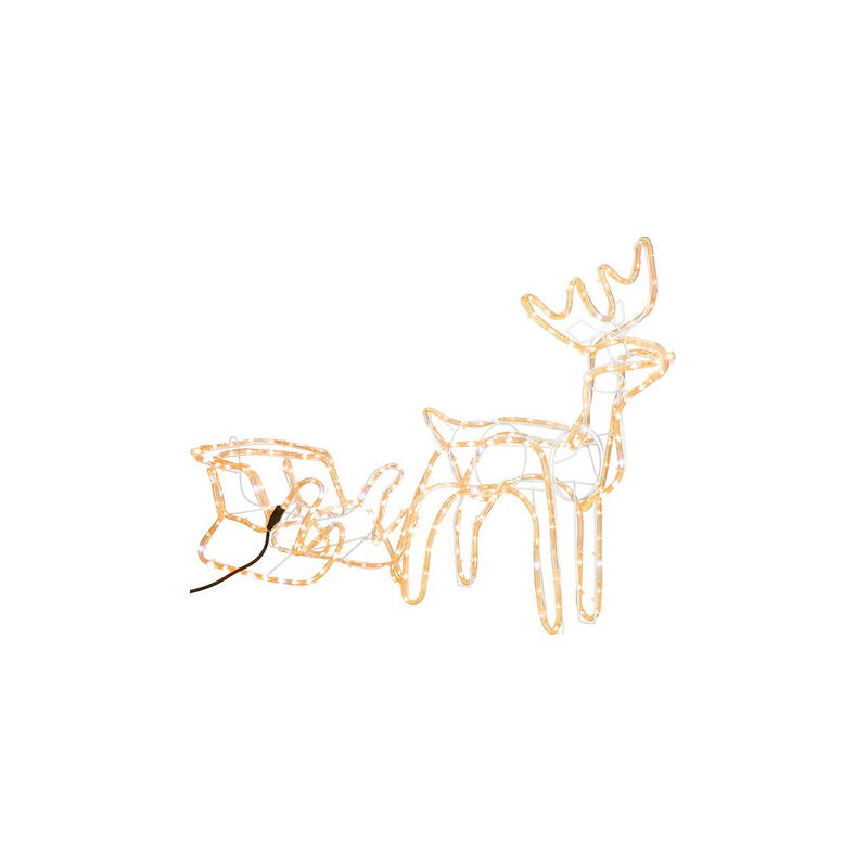 LED-Lichtschlauch Rentier mit Schlitten Warmwieß Flash-Effekt