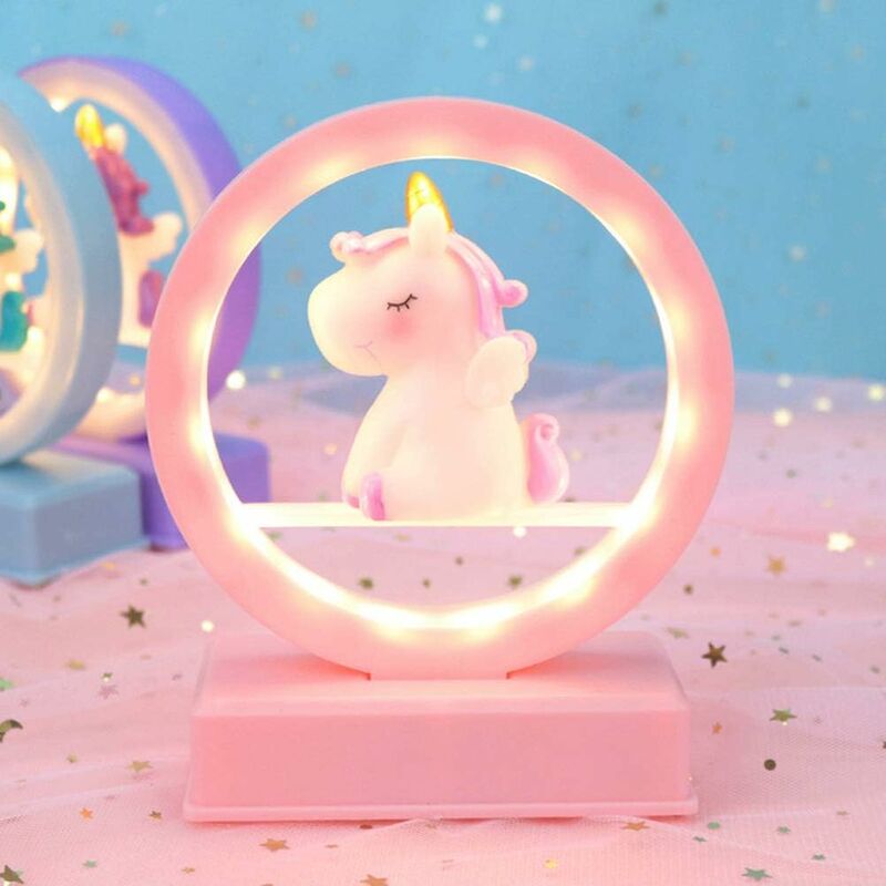 LED-Nachtlicht, Einhorn Spieluhr mit LED-Licht, Einhorn Tischlampe für Mädchen Geburtstag Weihnachtsgeschenk (1 Stück, rosa)