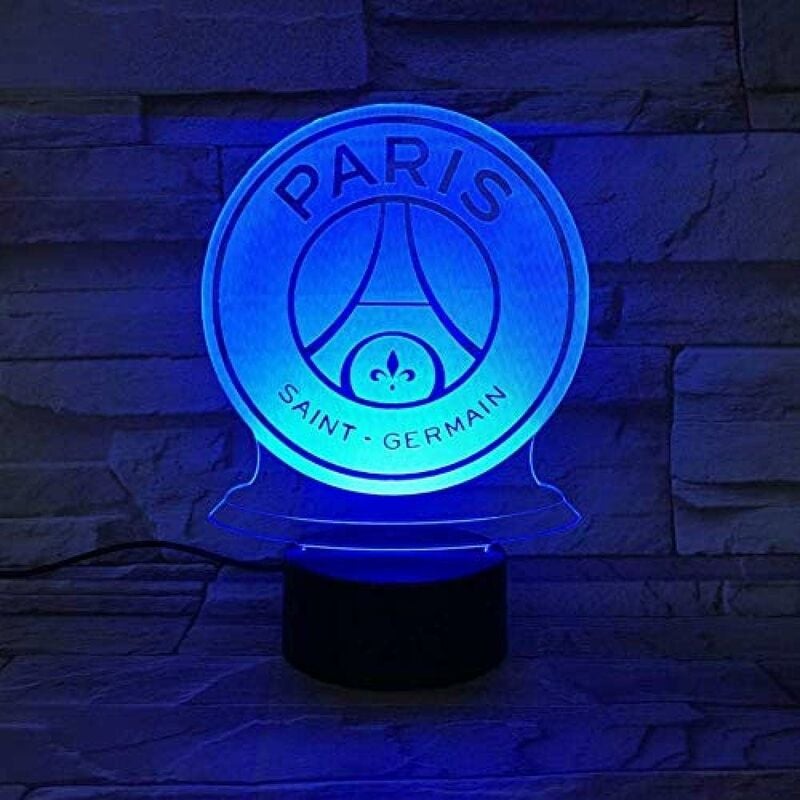 Mumu - LED-Nachtlicht fc Paris Saint-Germain Football Club 3D-Illusion Kids Football Logo psg Schreibtischlampe