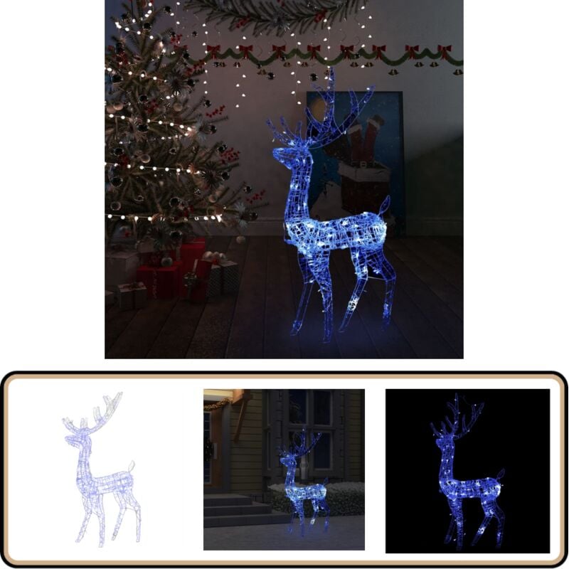 LED-Rentier Acryl Weihnachtsdekoration 140 LEDs 120 cm Blau - LED-Dekoration - Weihnachtsdeko - Rentierfigur - Outdoor Deko - Indoor Deko