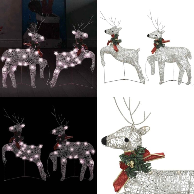 LED-Rentiere 2 Stk. Gold 40 LEDs - Weihnachtsschmuck - LED-Beleuchtung - Rentierdeko - Outdoor-Dekoration - Indoor-Dekoration - Home & Living