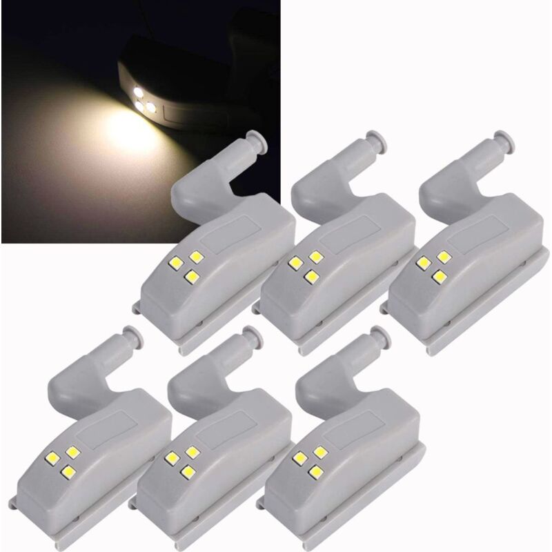 Batteriebetriebene LED-Schrankleuchten mit Drucksensor für Kleiderschränke und Scharnierbeleuchtung, warmweiß, 6er-Pack