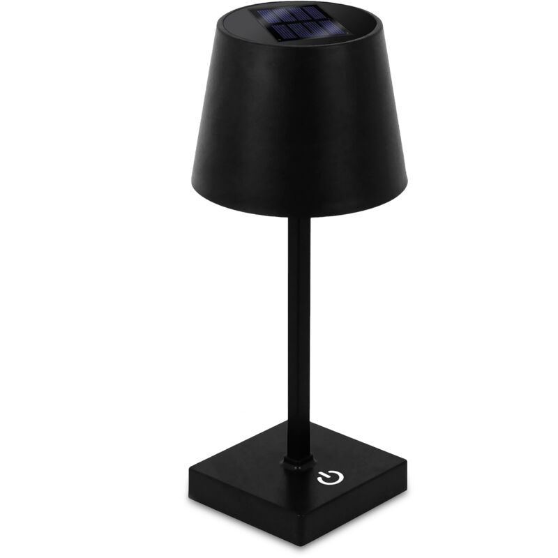 Led Solar Akku Touch Leuchte warm weiß - 26 x 11 cm - Garten Kunststoff Tischlampe in schwarz - Garten Deko Beleuchtung für Terrasse Balkon Lampe