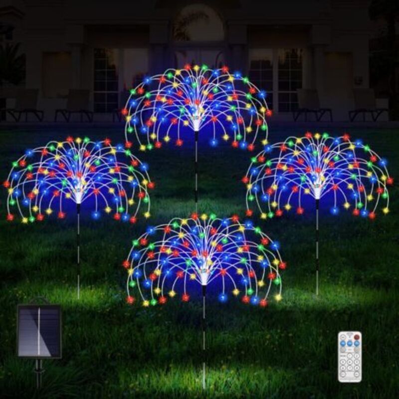 LED Solar Feuerwerk Festival Außenbereich Garten Rasen Dekoration Lichter-1 ziehen 3-360LED (mit 17-Tasten-Fernbedienung)