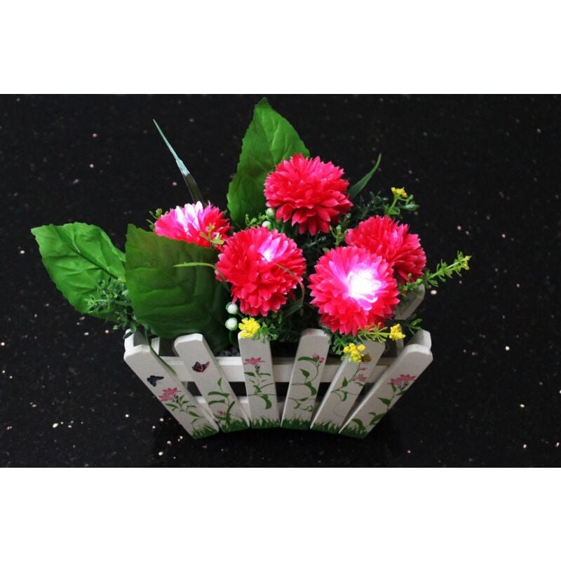 Led Solar Gartendeko Blumenkasten Laterne Solarleuchte Lichterkette Kunstpflanze - Blumenkasten weiß