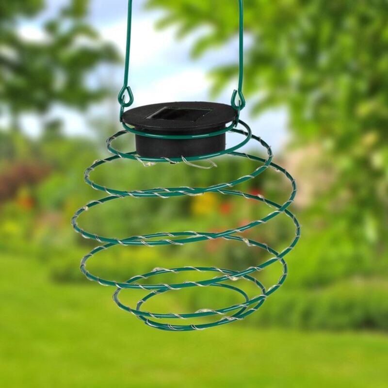 LED Solar-Spirallaterne 12cm Lampion Spirale Solarlampe Hängelaterne Gartendeko - grün