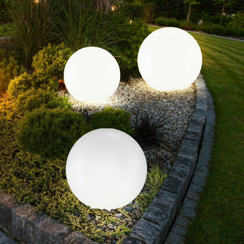 Led Solarleuchten Stecklampe Erdspieß Akku Gartendeko Außenleuchten Kugel , Kunststoff silber, led warmweiß, d 25, 20, 15 cm, 3er Set