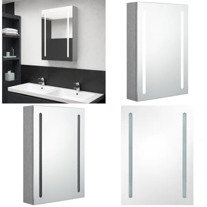 LED-Spiegelschrank fürs Bad Betongrau 50x13x70 cm - LED-Spiegelschrank - Badezimmermöbel - Betonlook - Spiegelschrank - Aufbewahrungsschrank - Home &