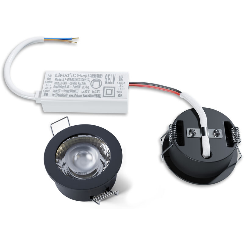 Bernstein - LED-Spot Einbaustrahler Neutralweiß ø 45 x 22,3 mm IP65 mit Einbaurahmen Schwarz matt