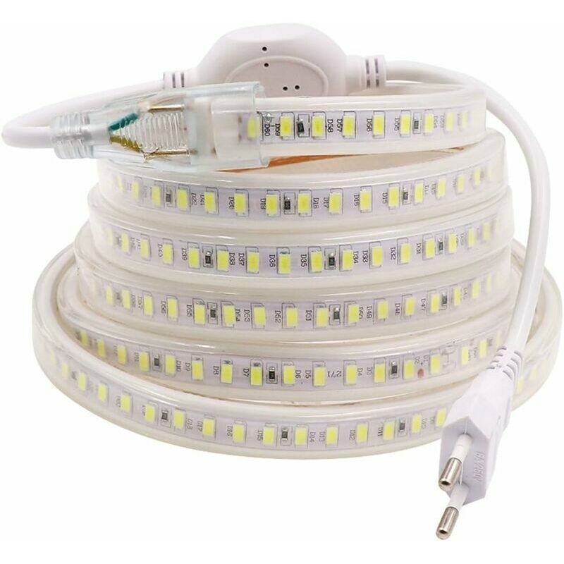 LED-Streifen, leuchtender LED-Streifen, 220 V AC, 2835, IP68, wasserdicht, 144 LEDs/m, 900 lm, LED-Streifen, leuchtender Streifen (kaltweiß, 8 m)