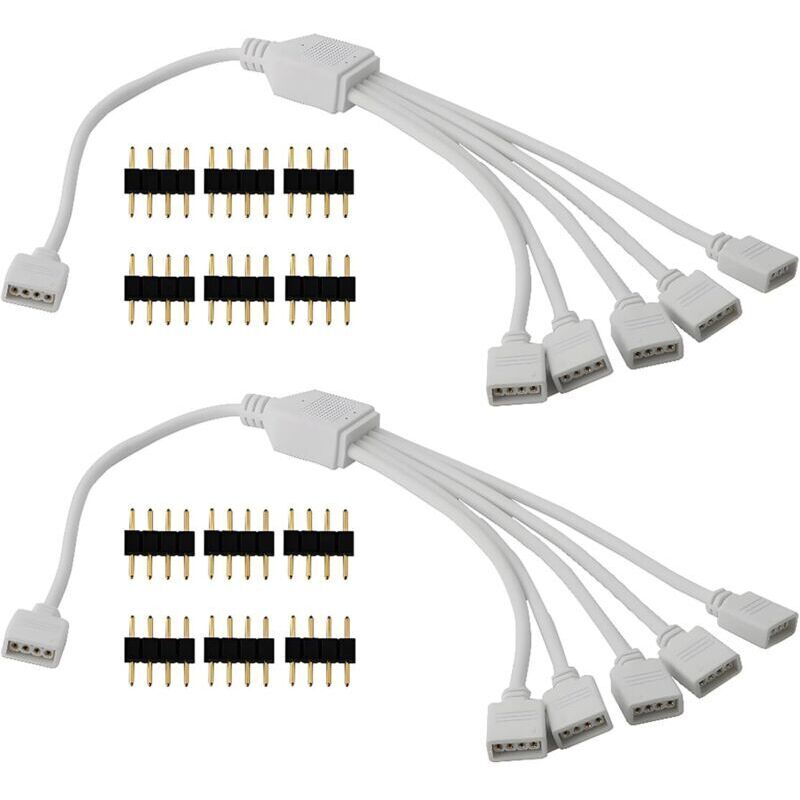 LED-Streifen-Verbinder Y-Splitter, 4-poliger 1-zu-5-Port-RGB-LED-Splitter für RGB5050 RGB3528 RGB2835 LED-Streifen (2er-Pack)
