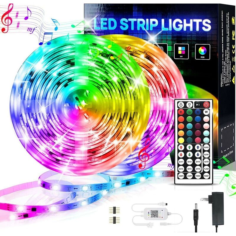 LED Stripe LED Strip, LED- Streifen, Lichtstreifen, Lichterketten, RGB, 15M, 18 Lichter/M, Infrarot-Fernbedienung, Bareboard RGB, KINSI