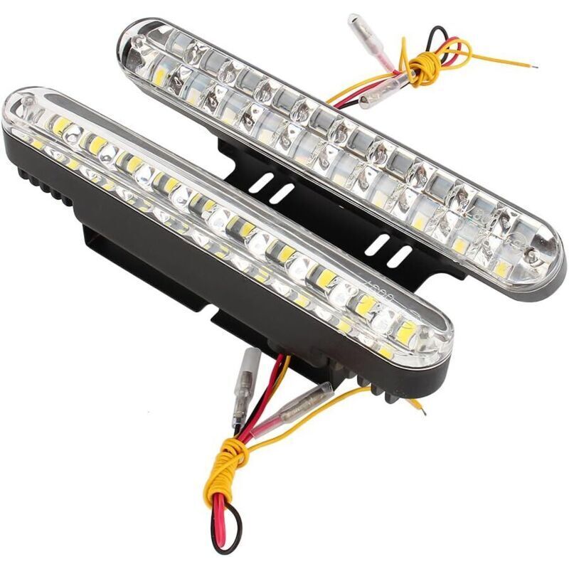 LED-Tagfahrlicht für Autos, 2x30 LEDs, 12V DC, für Autos, Tagfahrlicht-Lenkradbeleuchtung, Tagfahrlicht + Blinker