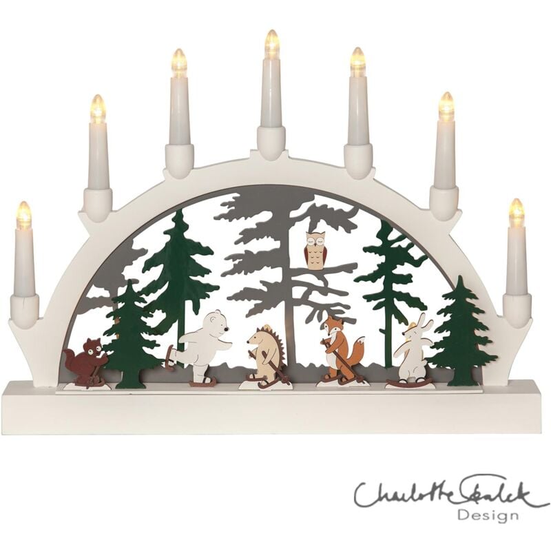Led Schwibbogen ,Forest Friends, 7-flammig, Batterie, Tiermotive, Holz - Star Trading