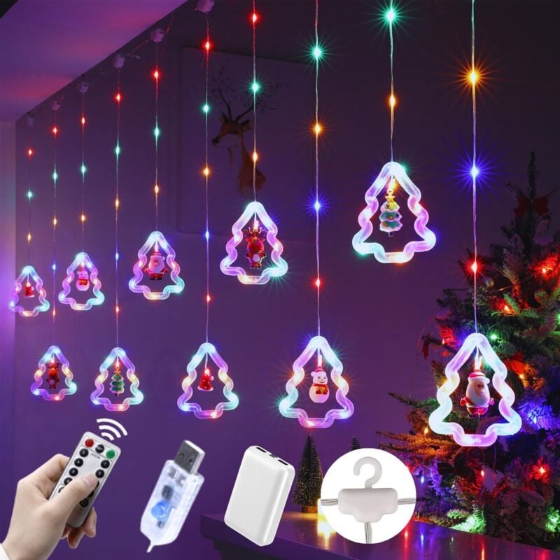 LED-Weihnachtsbeleuchtung, 3 m lange LED-Weihnachtsdekoration, USB-Lichterkette mit Haken, Weihnachtsfenster-Dekorationslichter, blinkende Lichter