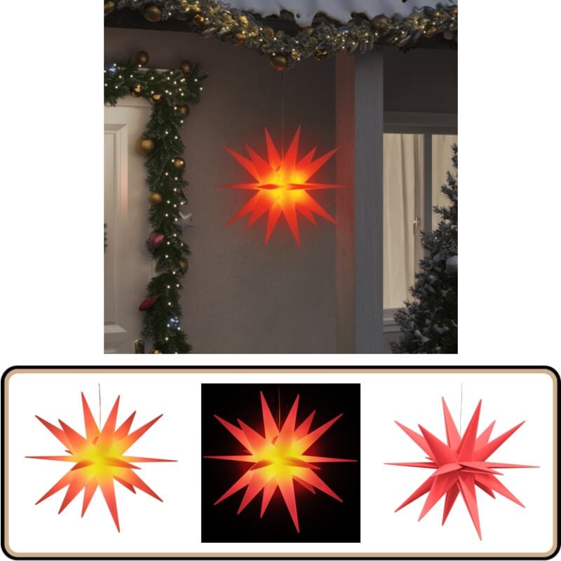 LED-Weihnachtsstern Faltbar Rot 57 cm - Adventsstern - Weihnachtsdeko - Lichterkette - Outdoor Beleuchtung - Indoor Beleuchtung