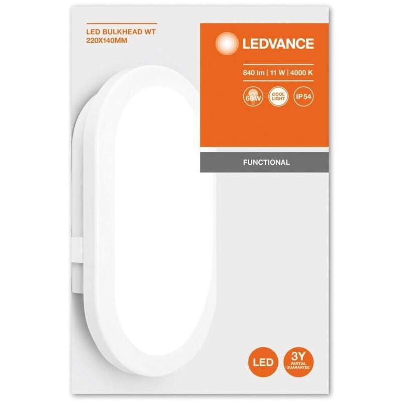 Ledvance - led bulkhead (eu) l LED-Feuchtraumleuchte led led fest eingebaut 11 w Kaltweiß Weiß