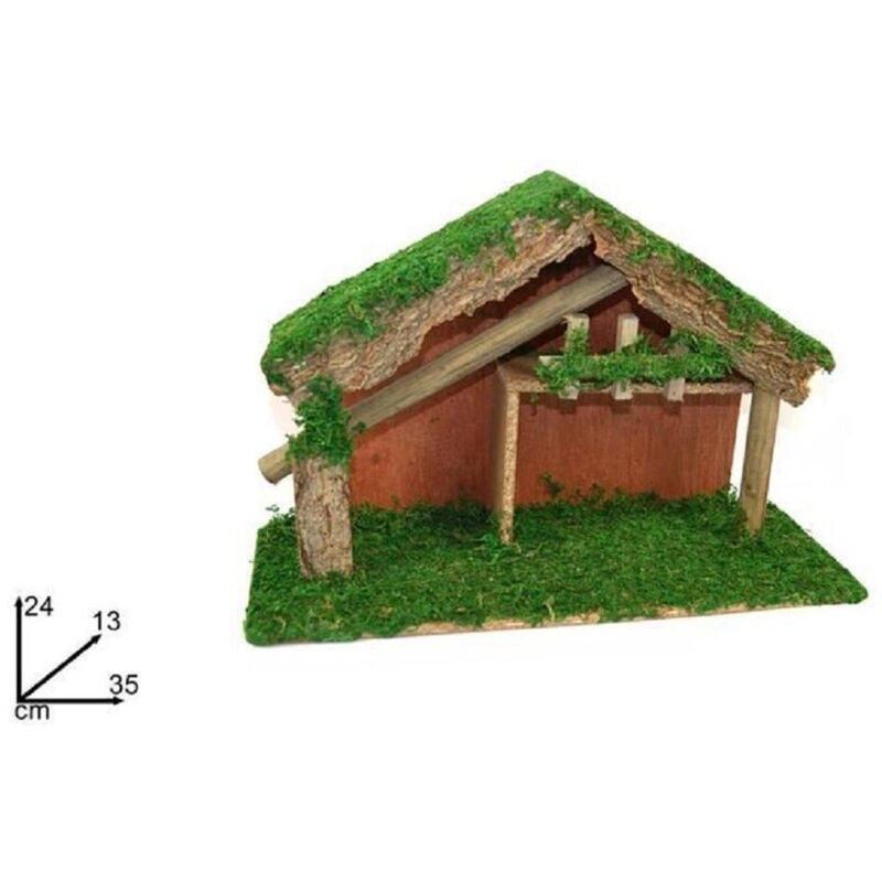 Trade Shop - Leere Hütte 35x24x13cm Moos Krippe Weihnachtsdeko Weihnachtsdeko -