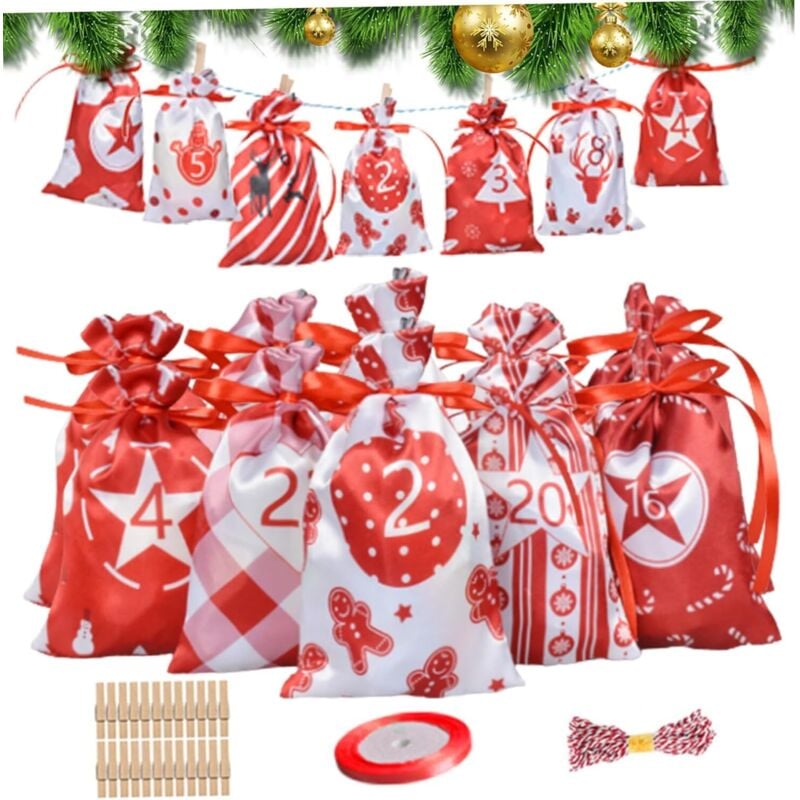 Leerer Adventskalender 2025 zum Befüllen. DIY, kleine Stoffgeschenke. Home. DIY-Adventskalender zum Befüllen mit Seil und Klammern.