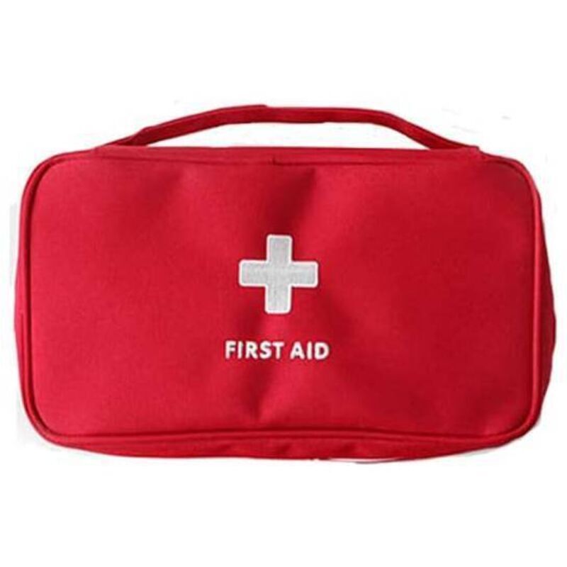 leerer Erste-Hilfe-Beutel, tragbarer Reise-Erste-Hilfe-Set, Mini-Medizinbeutel, leere Aufbewahrungsbeutel für Medikamente (Rot)