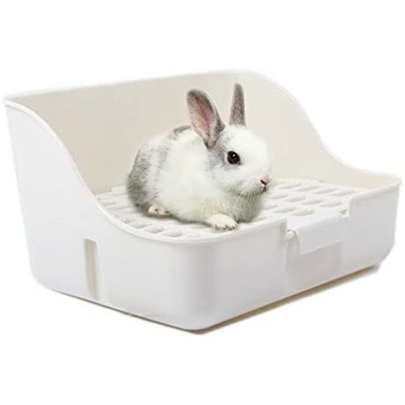 Leicht zu reinigende Kaninchentoilette, 28 cm x 16 cm, weiß, für Kleintiere: Kaninchen, Schwein, Pute, Frettchen
