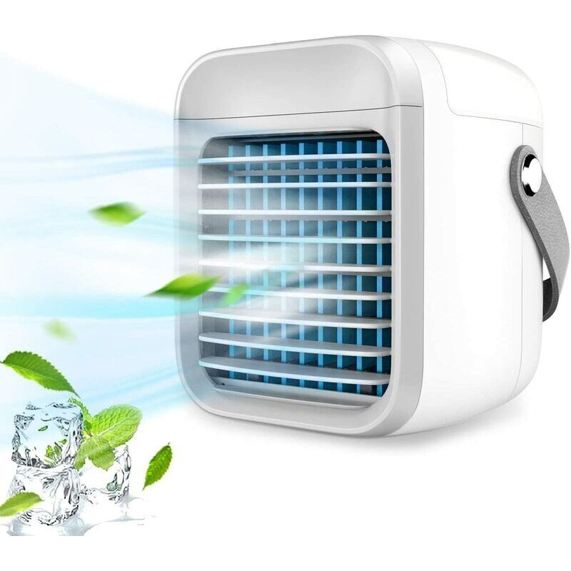 Leise mobile Klimaanlage, tragbare Klimaanlage, tragbarer Luftkühler, 300 ml tragbare Desktop-Klimaanlage, Luftbefeuchter-Ventilator, 2000-mAh-Akku