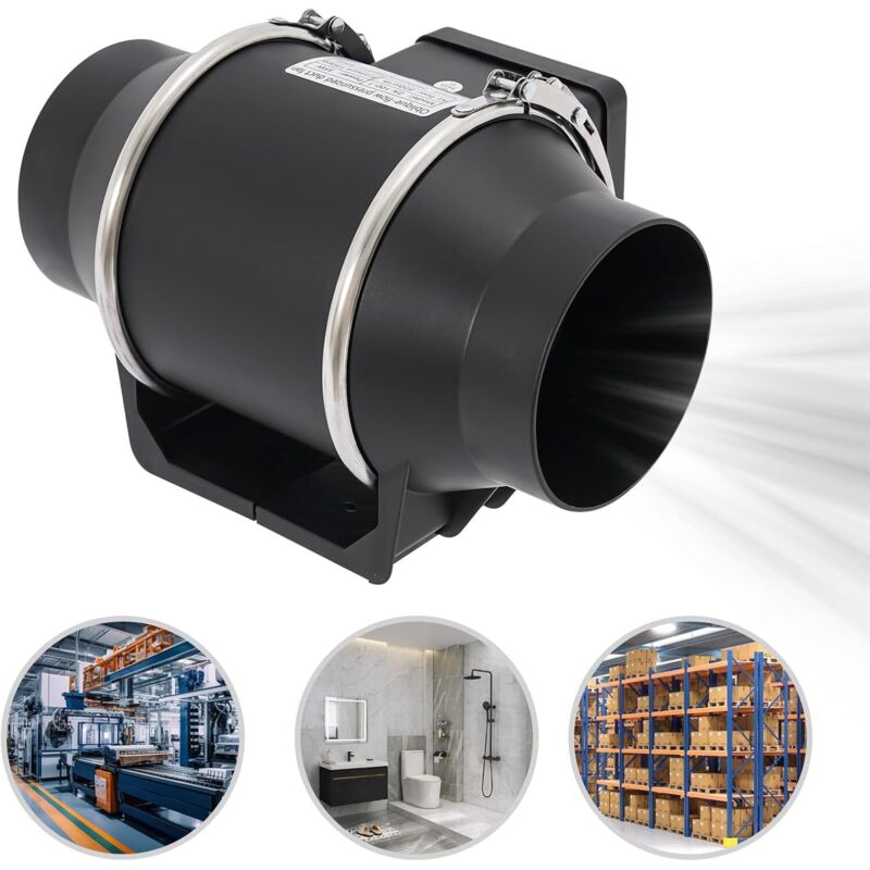 Leiser Abluftventilator 220m³/h 35W mit 2600rpm, Ø100mm Kanalventilator Rohrlüfter für Küche Bad Gewächshaus Growbox – geräuscharm, energiesparend,