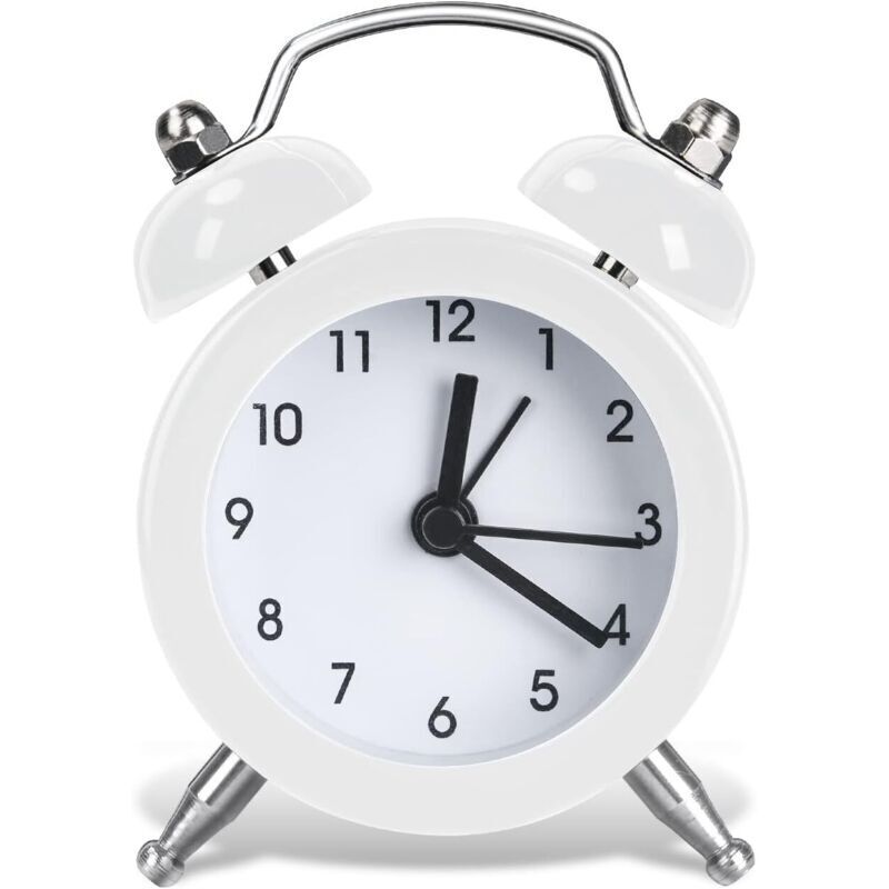 Leiser, analoger Vintage-Wecker, lauter Alarm, Mini-Wecker mit Batteriebetrieb für Schlafzimmer und Wohnzimmer, Retro-Stil