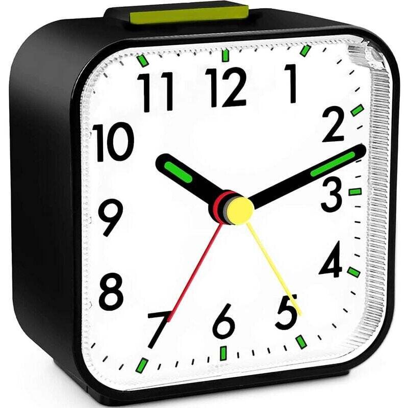 Leiser analoger Wecker, Reisewecker, kleiner Morgenwecker mit Schlummerfunktion, batteriebetriebener Wecker, ideal für Kinderzimmer, Nachttisch,