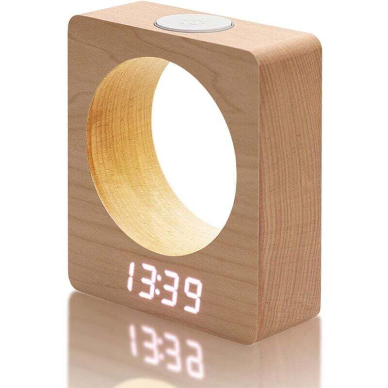 Leiser digitaler Wecker aus Holz mit Licht, digitale Wecker, 3 batteriebetriebene Nachttischwecker, vierstufig dimmbarer LED-Wecker mit Temperatur