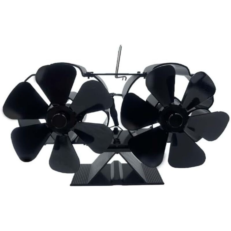 Leiser, wärmeaktivierter Doppelflügel-Holzofenlüfter mit Halterung, ideal für Holzöfen/Kaminöfen