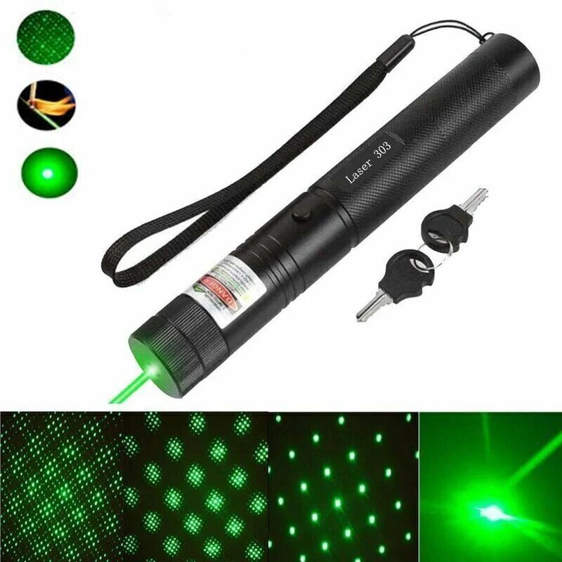 Leistungsstarker grüner Laserpointer mit 10.000 Metern und 532 nm Wellenlänge. Taschenlampe mit grünem Licht. Kompatibel mit Universal-Laserpointern.