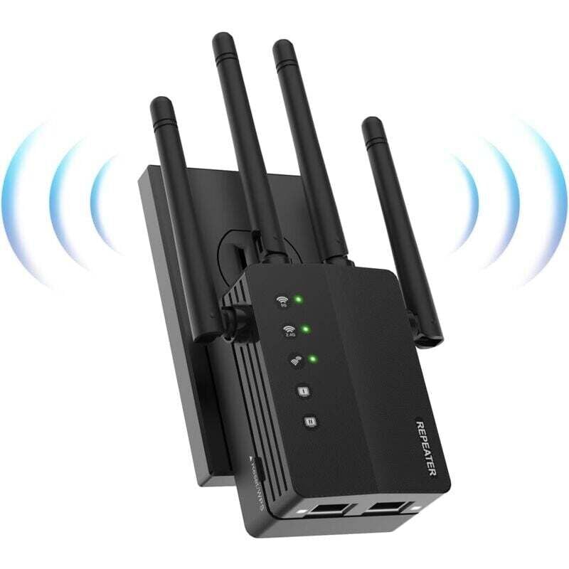 Leistungsstarker WLAN-Repeater, 1200 Mbit/s, leistungsstarker WLAN-Verstärker, 2,4 g, 5,8 g, 2 LAN-Ports, unterstützt WLAN-Reichweitenverstärker,