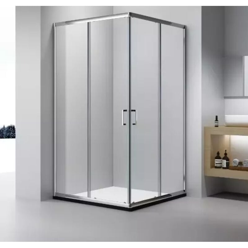 Duschkabine 10x120,Eckeinstieg Dusche,Duschkabine Klarglas 5 mm,2 Schiebeseiten,H 185 cm - Lemmo