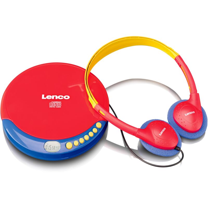 Lenco CD-021 - Player de Tragbarer CD-Player für Kinder - Discman - Kopfhörer mit Lautstärkebegrenzung de Lautstärke - Lee CD-R/RW - Eingebauter Akku