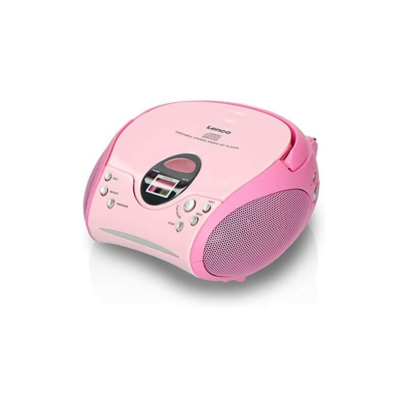 Lenco SCD-24 - Radio FM Stereoanlage mit CD-Player und Teleskopantenne, Farbe rosa