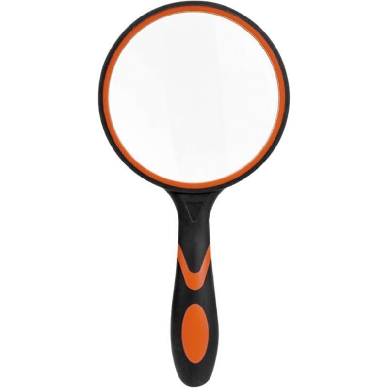 65 mm Handlupe aus Glas für wissenschaftliche Bücher, Zeitschriften, Vorträge, Insekten, großflächige Beobachtung, Schwarz und Orange