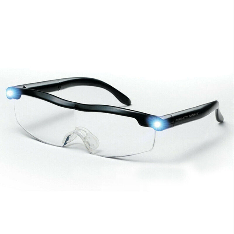 Lesebrille mit wiederaufladbarer LED-Lupe, 160% Vergrößerung. Optimaler Tragekomfort beim Lesen, für präzise Arbeiten, Basteln und Nähen.