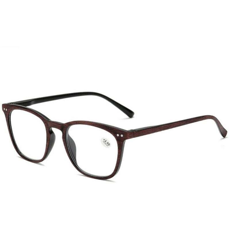Lesebrille, quadratische Retro-Brille in Holzoptik für Senioren