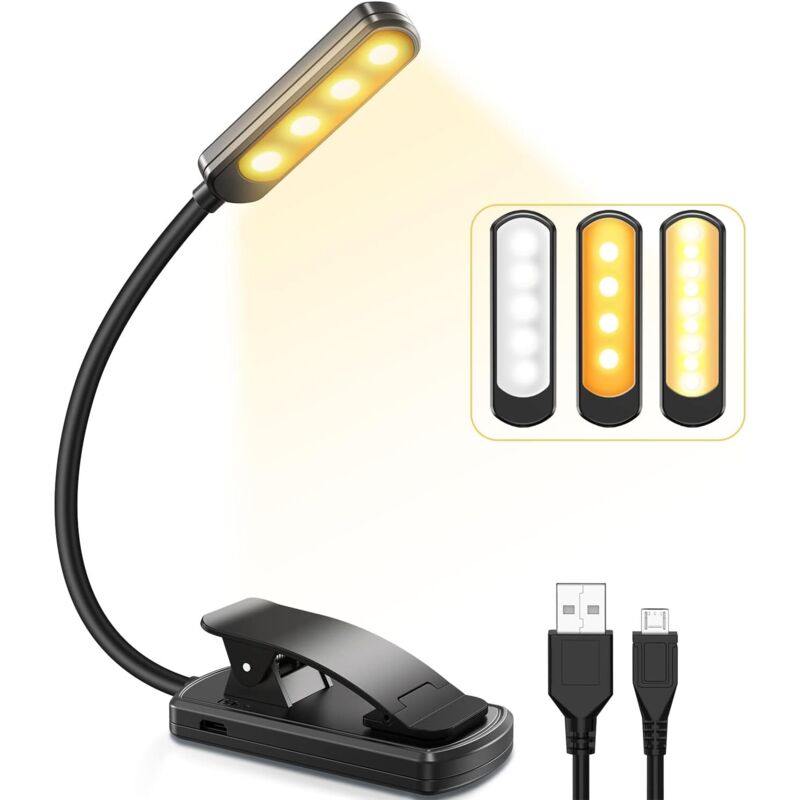 Leselampe, USB-wiederaufladbare TEAMPD-Leselampe, 9 LEDs, 3 Modi mit Clip-Leuchte zum Lesen im Bett, 360° flexible Leselampe für Bücher, Kindle,