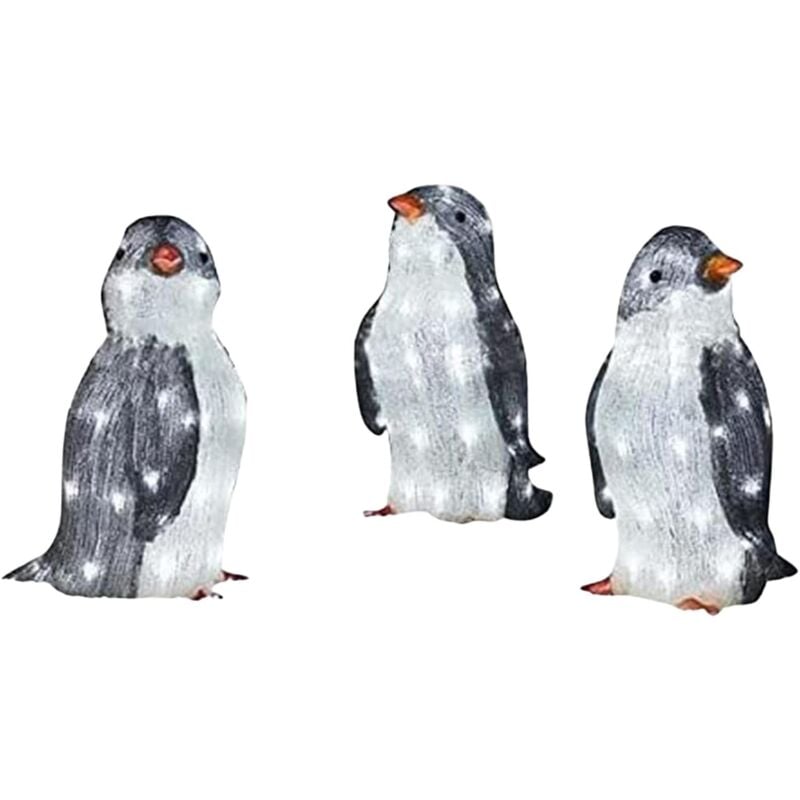 Leuchtende Pinguin-Ornamente, 3 LED-Pinguin-Lichter, Weihnachtsdekoration für Garten, Rasen, Außenbereich, Weihnachtsdekoration mit Licht,