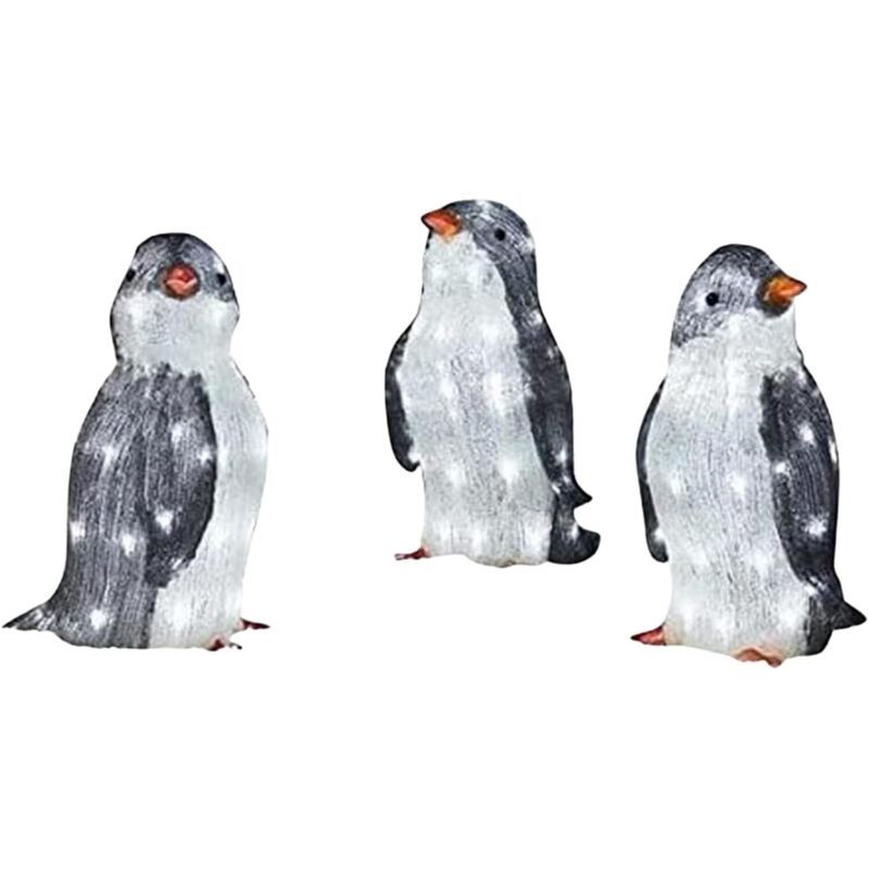 Leuchtende Pinguin-Ornamente, 3 LED-Pinguin-Lichter, Weihnachtsdekoration für Garten, Rasen, Außenbereich, Weihnachtsdekoration mit Licht,