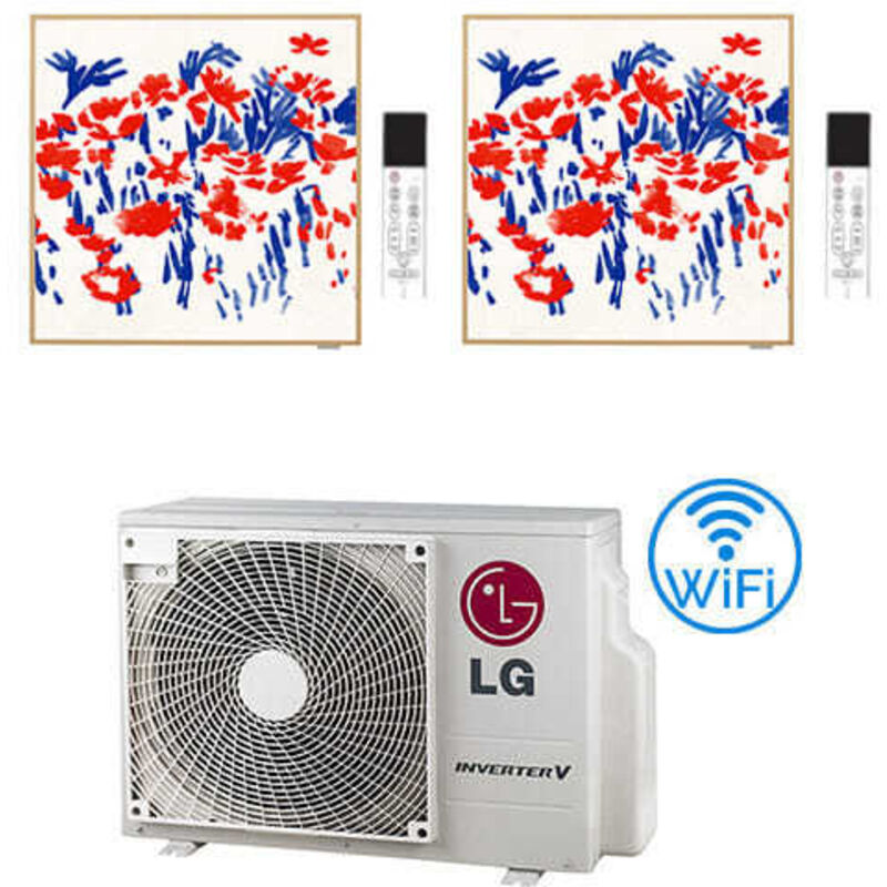 LG Artcool Klimaanlage Galerie FOTO R32 Dual Split Inverter 9000 + 12000 BTU mit E.U. MU3R19 NEU Klasse A+++/A++