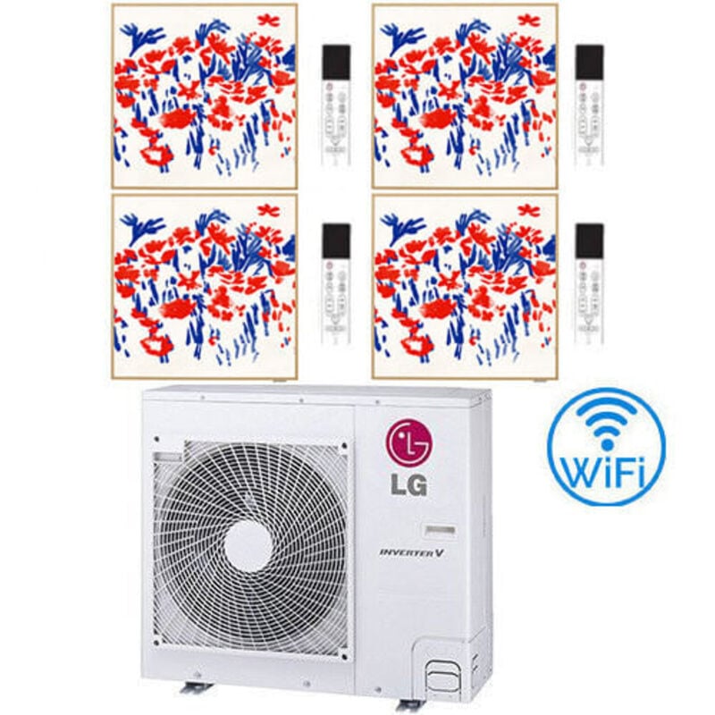 LG Artcool Klimaanlage Galerie FOTO R32 Quadri Split Inverter 9000 + 9000 + 9000 + 12000 BTU mit U.E. MU5R30 NEU Klasse A++/A+