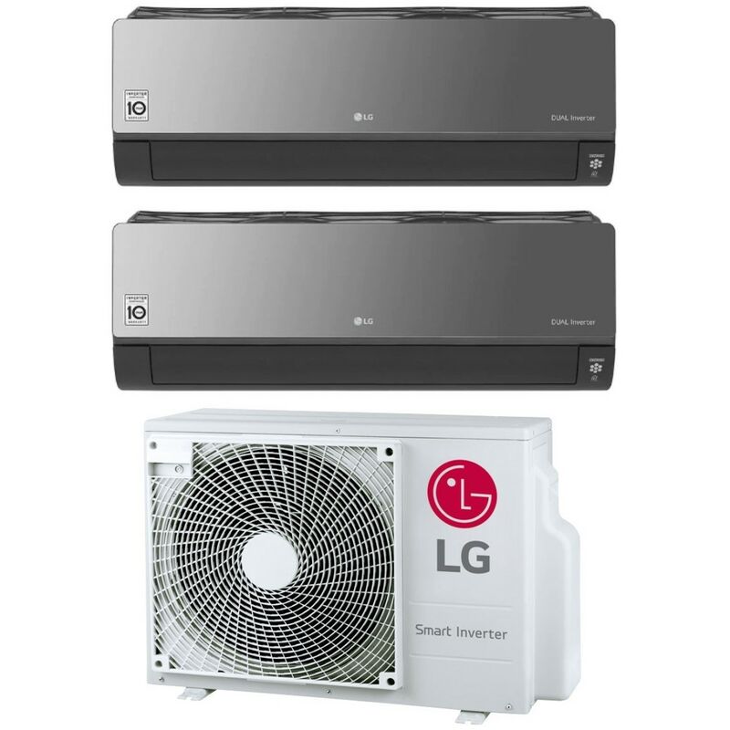 lg dual split inverter klimagerät serie artcool mirror 9+12 mit mu2r17 ul0 r-32 9000+12000 wi-fi integriert