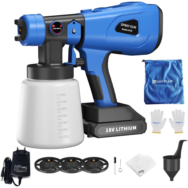 Dayplus - Li Akku Farbsprühsystem 1600W 1000ML Wandfarbe Lacke Lasuren Farbsprühgerät