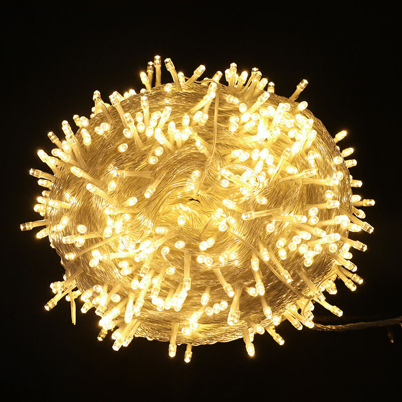 Lichtergirlande, 50 m, 500 LEDs, Weihnachtsbeleuchtung für drinnen und draußen, 8 Modi, wasserdichte Guinguette-Girlande, transparentes Kabel für