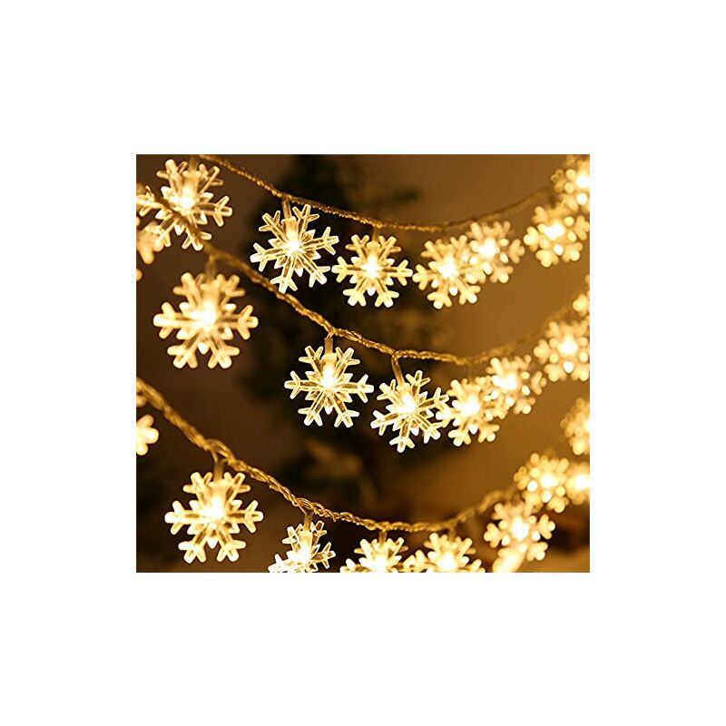 Lichtergirlande, Schneeflocken-Lichtgirlande, 6 m, 40 LEDs, Weihnachtsbeleuchtung für drinnen und draußen, für Zuhause, Party-Dekoration,