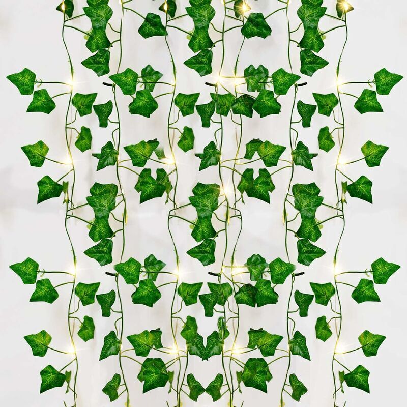 Lichterkette, 2 m lange Lichterkette mit Blättern, 20 LED-Efeu-Lichterkette, Efeu-Lichterkette für drinnen und draußen, für Hochzeiten, Büros und